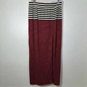 Free People Boho Striped Retro Cotton Maxi Skirt With Slit Size L NWT